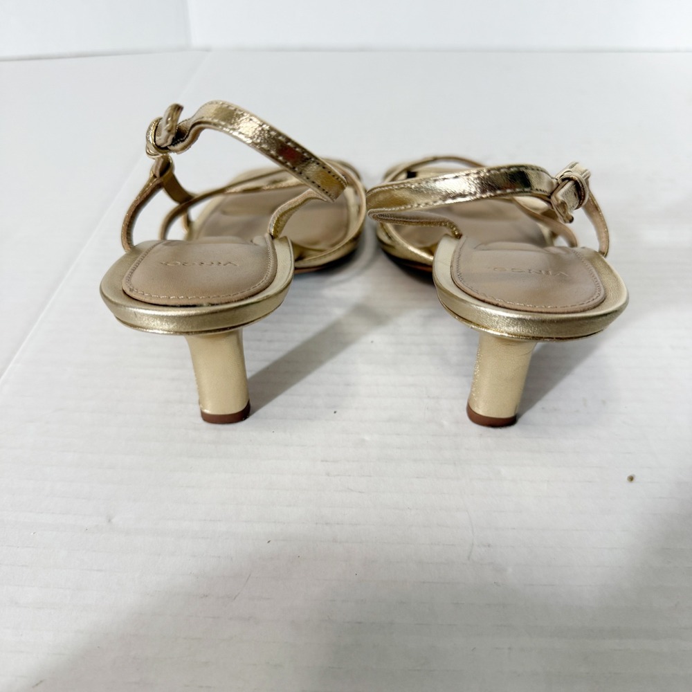 Vince Lilian Womens Leather Minimalist Champagne Gold Slingback Sandal Size 8 - Picture 5 of 7